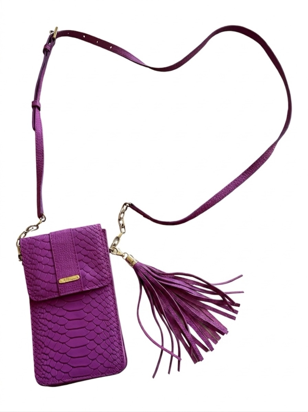 GiGi New York Magenta Python-Embossed Emmie Phone Crossbody Bag